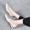 womens  leather  breathable  hollow  out  flower  low  heel  loafers