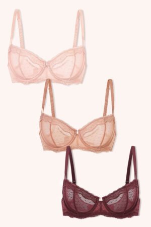 3 Pack Sexy Lace Balconette Bra