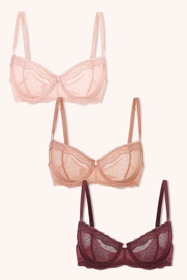 3 Pack Sexy Lace Balconette Bra