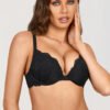 Lacy Underwire Plunge Push Up Bra
