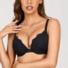 Lacy Underwire Plunge Push Up Bra