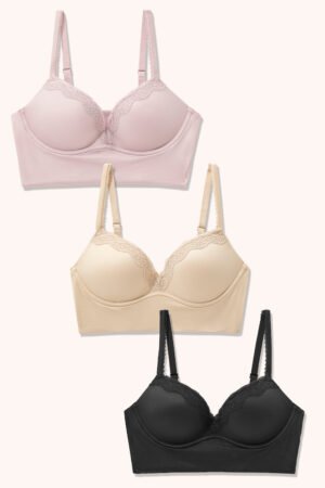 3 Pack Soft Wireless Push Up Bra