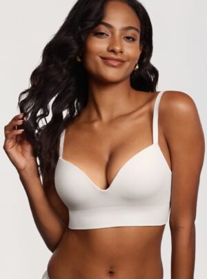 Ribbed Wireless Push Up Bra
