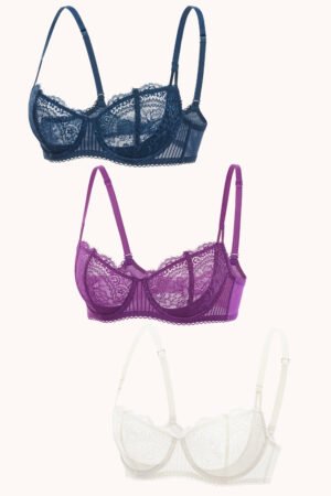 3 Pack Sexy Lace Push Up Balconette Bra