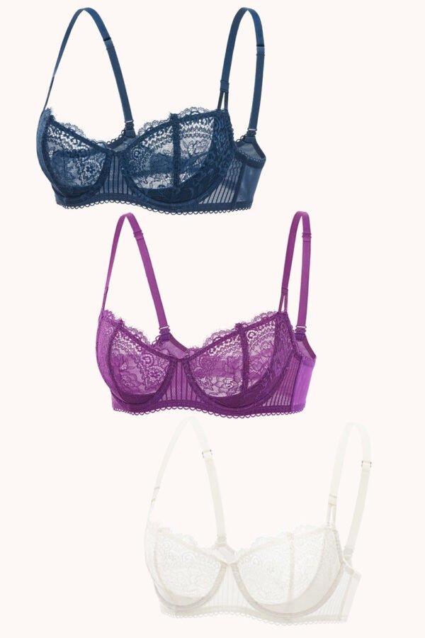 3 Pack Sexy Lace Push Up Balconette Bra
