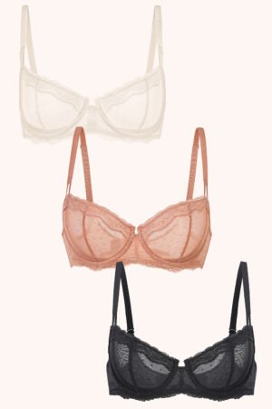 3 Pack Sexy Lace Balconette Bra