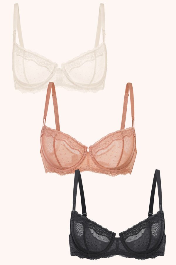 3 Pack Sexy Lace Balconette Bra