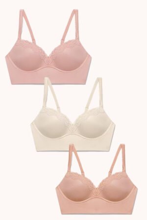 3 Pack Soft Wireless Push Up Bra