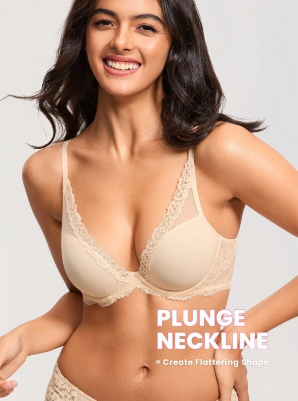 Lacy Mesh Contour Plunge Bra