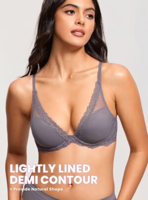 Lacy Mesh Contour Plunge Bra