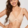 Mesh Lace Plunge Minimizer Bra