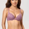 Lacy Underwire Plunge Push Up Bra