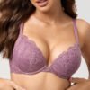 Lacy Underwire Plunge Push Up Bra
