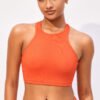 Ribbed High Neck Racerback Bikini Top