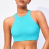 Ribbed High Neck Racerback Bikini Top